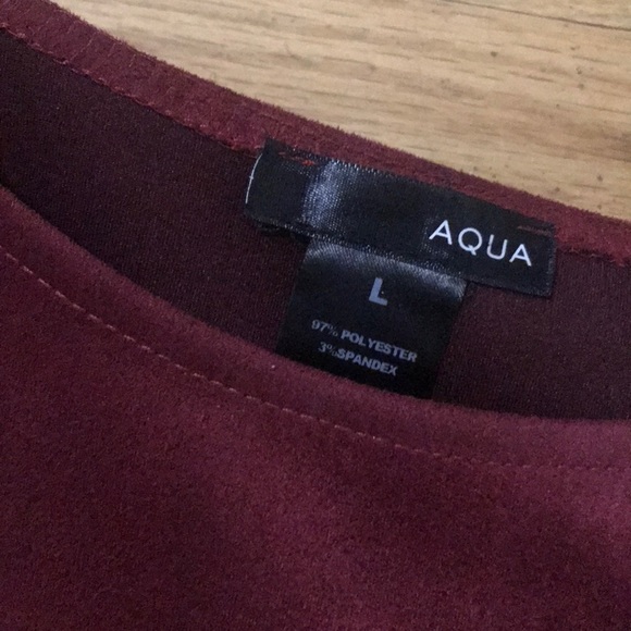 Aqua Maroon Red Suede Cropped Shirt - Picture 3 of 4